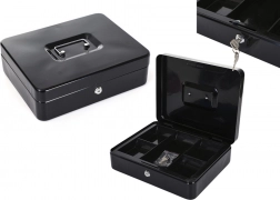 Dvoslojna metalna blagajna s pregradama i dva ključa crna