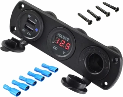 Ugradbena auto utičnica s USB-om i voltmetrom