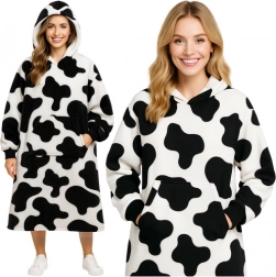 Dekica s kapuljačom RUHHY XXL crno-bijela