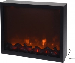 Električni LED kamin, crni metal, 41 × 35 cm