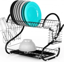 Crni dvorazinski ocjeđivač posuđa 52 × 24,5 × 38 cm Vilde