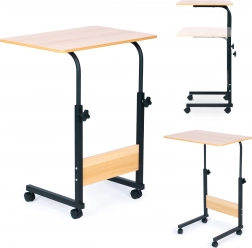 Mobilni stol za prijenosno računalo s kotačićima - smeđi ModernHome