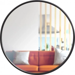 Okruglo zidno ogledalo s crnim drvenim okvirom 50 cm