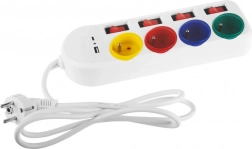 Produžni kabel Maclean s USB A/C i pojedinačnim prekidačima