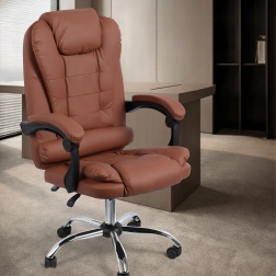 Ergonomska uredska stolica od eko kože, smeđa