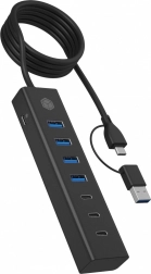 ICY BOX 7-portni USB 3.2 Gen 1 hub, 3× USB‑C i 4× USB‑A