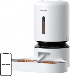 Automatski dispenzer hrane Petlibro s dvostrukom zdjelicom i Wi‑Fi, 5 l bijeli