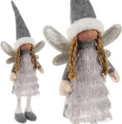 Božićna dekoracija vila/anđeo u sivoj boji 40 cm