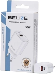 Mrežni punjač 30W GaN s USB-C i USB-A Beline – Bijela