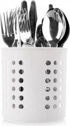 Bijeli ocjeđivač i stalak za kuhinjski pribor