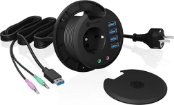 Stolni hub ICY BOX 80 mm s 4× USB 3.0, audio i utičnicom 230 V