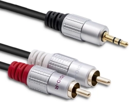 Audio kabel 2x RCA na 3,5 mm mini jack, 3 m, crni