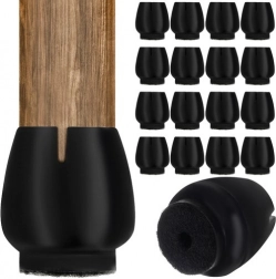 Silikonske navlake za noge stolica s filcom, set 16 kom (12–16 mm), crne