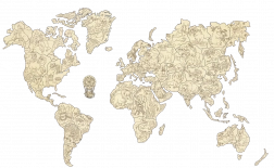 Drvena karta svijeta sa životinjama veličina M (57 × 38 cm) WOODEN CITY