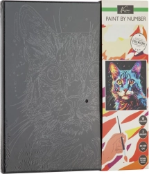 Slikanje po brojevima na crnom platnu – mačka