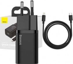Baseus Super Si brzi punjač 1C 20W s USB-C na Lightning kabelom 1 m crna