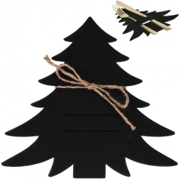 Set božićnih navlaka za pribor u obliku drvca, crna, 4 kom