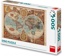 Dino Puzzle drevni svjetska karta - 500 dijelova