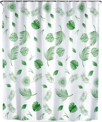 Vodootporna zavjesa za tuširanje s kukicama 180 × 180 cm, zeleni listovi