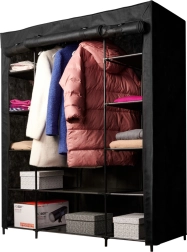 Tekstilni sklopivi ormar za odjeću XXL crni