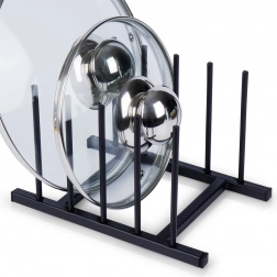 Metalni stalak za poklopce i tanjure, crni 19,5 × 12,5 × 12 cm