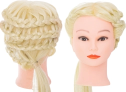 Frizerska vježbovna glava s plavom kosom