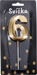 Zlatna rođendanska svijeća broj 6