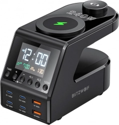 Budilica s punjačkom stanicom BlitzWolf BW-FW10, 2× USB‑A, 4× USB‑C, 240 W