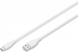 Silikonski kabel USB-A - USB-C 60W 1m Bijeli
