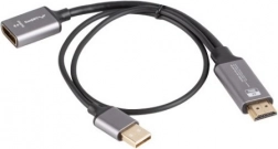 Adapter HDMI (muški) na DisplayPort (ženski) 4K na kabelu 20 cm, srebrni