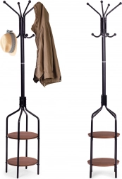 Samostojeća vješalica za odjeću s policama 8 kuka 180 cm crna ModernHome