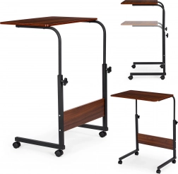 Stolić za prijenosno računalo s kotačićima - pomoćni stolić uz kauč ili fotelju tamno smeđi ModernHome