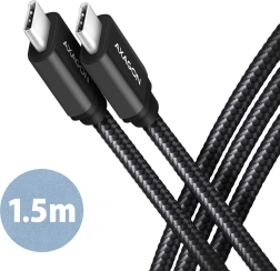 USB-C na USB-C kabel 1,5m PD 60W 3A crni omot