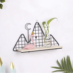 Zidna dekorativna polica u crnoj boji – planinski motiv