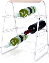 Bijeli metalni stalak za vino za 9 boca