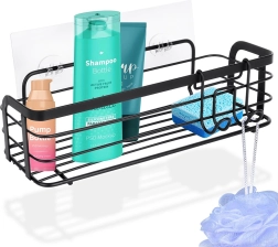 Metalna polica za tuš, samoljepljiva, crna 29,5 × 10,5 × 8 cm