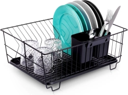 Crni ocjedivač za posuđe 40 × 33 × 17 cm