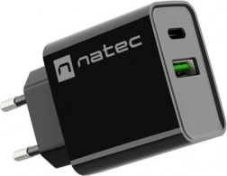 Mrežni punjač NATEC Ribera 1x USB‑A + 1x USB‑C 20 W crna