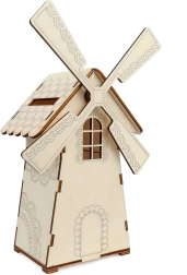 Drvena kasica u obliku mlina sa svjetlom