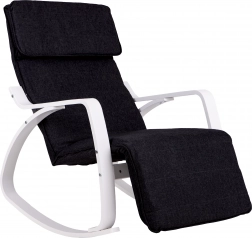 Stolac za ljuljanje s podesivim osloncem za noge od ModernHome u bijeloj i crnoj boji