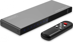 DIGITUS 8K HDMI preklopnik 5×1, 60 Hz (4:4:4), HDR, HDCP 2.3, s daljinskim upravljačem, crni