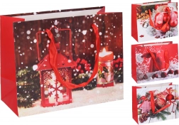 Darovna papirnata vrećica, božićna, veličina S, 18 × 23 × 10 cm