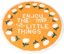 Okrugli protuklizni tepih 80 x 80 cm - uzorak Flowers, žuti