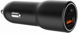 Brzi crni USB-A/USB-C punjač za auto 38W PD
