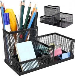 crni mrežasti stolni organizator s 3 pretinca