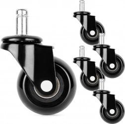 Gumeni kotači za uredsku stolicu 50 mm, osovinica 11 mm, set 5 kom