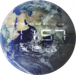 Zidni digitalni sat zemaljska kugla s LED zaslonom 32 cm, plave