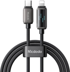 Punjački kabel Mcdodo s USB‑C i Lightning konektorom i LED zaslonom