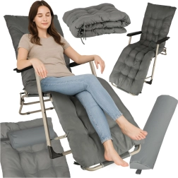 Sklopiva siva vrtna ležaljka s jastukom