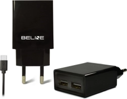 Mrežni punjač BELINE 2× USB + USB‑C 2 A crni
